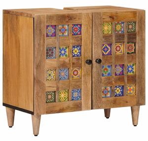 VidaXL Fürdőszobai mosdószekrény tárolóval Természetes 62 x 33 x 58 cm