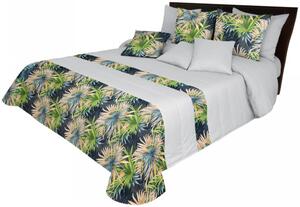 Világosszürke kétoldalas ágytakaró egzotikus virágmintával Szélesség: 170 cm | Hossz: 210 cm