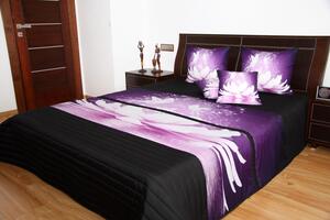 Fekete-lila ágytakaró Tavirózsa Szélesség: 220 cm | Hossz: 240 cm