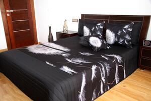 Fekete ágytakaró fehér pitypanggal Szélesség: 220 cm | Hossz: 240 cm