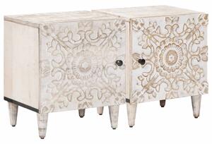 VidaXL Éjjeliszekrény 2 pcs Fehér 40 x 33,5 x 46 cm Tömör Mangófát