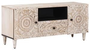 TV szekrény fiókkal Fehér 105 x 33,5 x 46 cm Tömör Mangófát