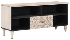 TV szekrény fiókkal Fehér 100 x 33,5 x 46 cm Tömör Mangófát