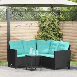 VidaXL Kerti kanapé párnával 2 pcs Fekete és Türkiz Poli rattan