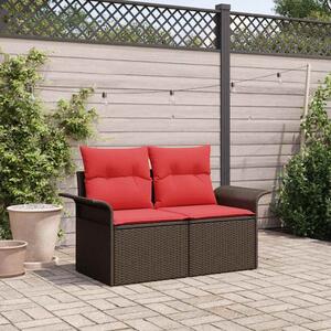 VidaXL Kerti kanapé párnával tárolóval 141 x 62 x 69 cm polirattan