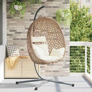 VidaXL Függő tojás szék Világos krémszín 104 x 100 x 191 cm polirattan