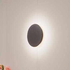 Lindby Peetu LED fali lámpa, Ø 25 cm, pala, fényerőszabályozó, dimmelhető, Alu / szürke / cink, Nappali / Étkező, Kő, Modern