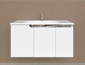 Piramida EURIDIKA fali fürdőszobabútor - műmárvány mosdóval - 3 ajtós - 100 x 48 x 53 cm