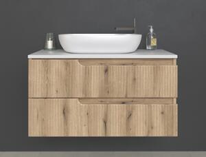 Piramida EURIDIKA fali fürdőszobabútor - mosdópult mosdó nélkül -2 fiókos - PINO TÖLGY - 100 x 48 x 53 cm