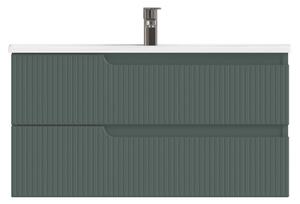 Piramida EURIDIKA fali fürdőszobabútor - műmárvány mosdóval -2 fiókos - PINO ZÖLD - 100 x 48 x 53 cm
