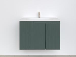Piramida EURIDIKA fali fürdőszobabútor - műmárvány mosdóval -2 ajtós - PINO ZÖLD - 75 x 48 x 53 cm
