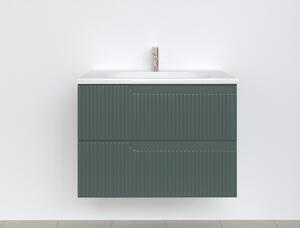 Piramida EURIDIKA fali fürdőszobabútor - műmárvány mosdóval -2 fiókos - PINO ZÖLD - 75 x 48 x 53 cm