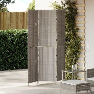 Szobaelválasztó 3 paneles Összecsukható Szürke 147x180 cm Poly Rattan