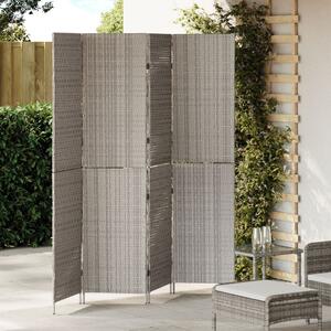 4 Paneles Összecsukható Szobaelválasztó Szürke 195x180 cm Poli Rattan