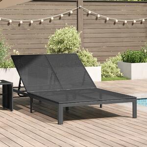 VidaXL Napozóágy Fekete 206 x 115 x 75 cm polirattan