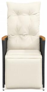 VidaXL 2 db fekete polyrattan dönthető kerti szék párnával