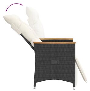 VidaXL fekete polyrattan dönthető kerti szék párnával
