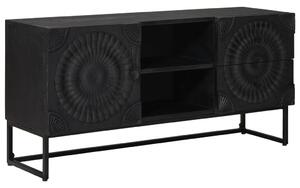 TV szekrény Fekete 105 x 30 x 54 cm Tömör Mangófa és Műszaki Fa