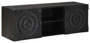TV szekrény Fekete 105 x 30 x 35 cm Tömör Mangófa és Műszaki Fa