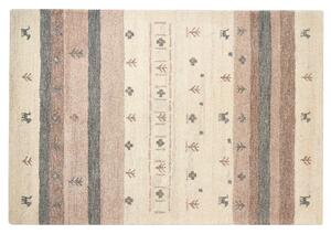 Bézs és barna gabbeh gyapjúszőnyeg 140 x 200 cm KARLI