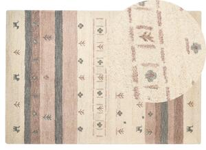 Bézs és barna gabbeh gyapjúszőnyeg 140 x 200 cm KARLI