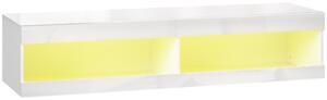 HOMCOM TV szekrény, falra szerelhető TV-szekrény RGB LED világítással 16 színben, fehér