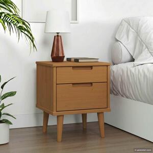 VidaXL Éjjeliszekrény fiókkal Karamell 40 x 35 x 48 cm Tömör fenyő