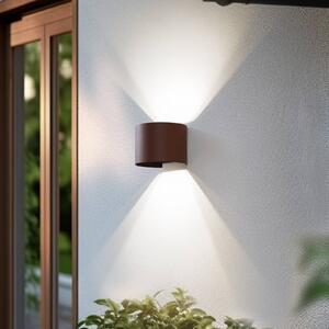 Lindby Smart LED kültéri falilámpa, Dara, rozsdás színű, kör alakú, CCT RGB,, dimmelhető, Barna / rozsda, Műanyag, Modern