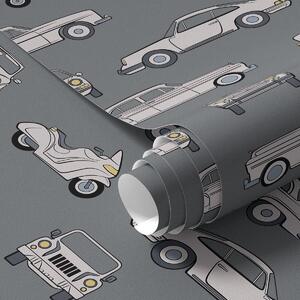 Tapéta Retro autók és robogók sötét háttér előtt, Tapétá vintage stílusban, a01178v3 : Uwalls.hu