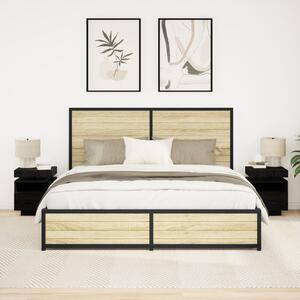Éjjeli Asztal LED Fényekkel 2 db Fekete Tölgy 40x39x48,5 cm