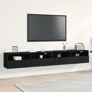 TV Faliszekrények 2 db Fekete Tömörfa 100x30x30 cm Mérnöki Fa