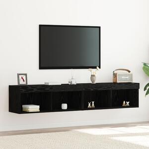 TV szekrény garnitúra 2 pcs Musta tammi 80 x 30 x 30 cm Faanyag