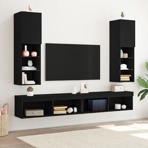 LED TV szekrény 2 db Fekete Tölgy 30,5x30x102 cm Mérnökifából
