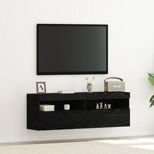 TV Fali Szekrény 2 pcs Musta tammi 60 x 30 x 40 cm Faanyag