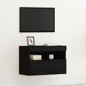 TV Fali Szekrény LED Fénnyel Fekete Tölgy 60x30x40 cm