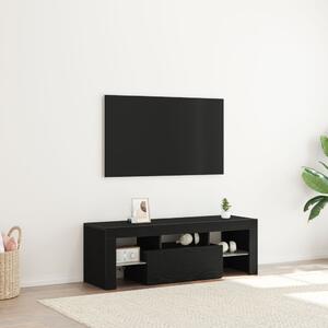 TV szekrény LED fénnyel, fekete tölgy színben, 120x35x40 cm