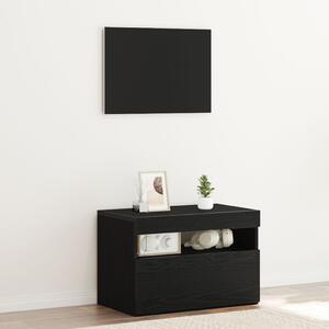 TV-szekrény LED világítással, fekete tölgy színben, 60x35x40 cm, összeszerelt fa
