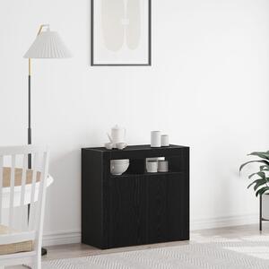 Fekete tölgy komód LED világítással, 80x35x75 cm, MDF