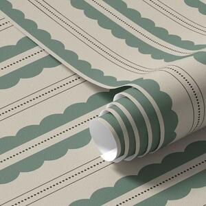 Tapéta Zöld hullámzó csíkok pontozott vonalakkal, Tapétá geometria, Tapétá geometria csíkok, a01185 : Uwalls.hu