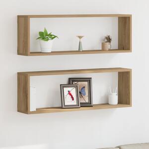 Falipolc 2 db Kézműves tölgy 80x15x26 cm Műanyag