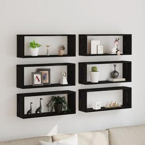 Falipolc 6 db Fekete Tölgy 60x15x23 cm Műanyag