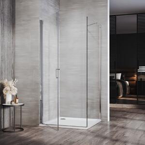 HD Mateo aszimmetrikus szögletes nyílóajtós zuhanykabin 6 mm vastag vízlepergető biztonsági üveggel, krómozott elemekkel, 195 cm magas