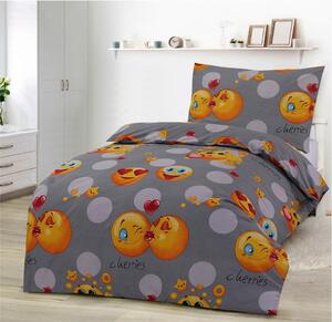 Emoji szürke pamut ágynemű DeLuxe 140x200cm