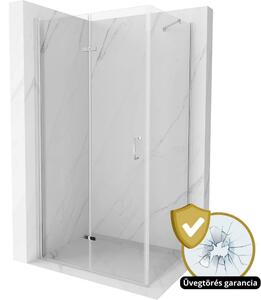 HD Porto 80x100 aszimmetrikus szögletes összecsukható nyílóajtós zuhanykabin 6 mm vastag vízlepergető biztonsági üveggel, krómozott elemekkel, 195 cm magas