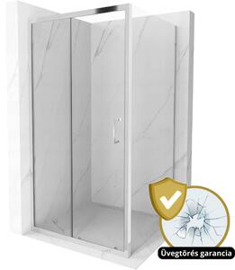HD Paris 100x90 aszimmetrikus szögletes tolóajtós zuhanykabin 6 mm vastag vízlepergető biztonsági üveggel, krómozott elemekkel, 195 cm magas