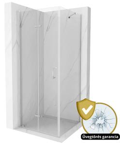 HD Porto 70x90 aszimmetrikus szögletes összecsukható nyílóajtós zuhanykabin 6 mm vastag vízlepergető biztonsági üveggel, krómozott elemekkel, 195 cm magas