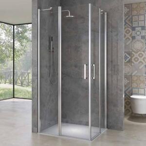 HD London Duo 100x100 szögletes két nyílóajtós zuhanykabin 6 mm vastag vízlepergető biztonsági üveggel, krómozott elemekkel, 195 cm magas