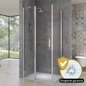 HD London aszimmetrikus szögletes nyílóajtós zuhanykabin 6 mm vastag vízlepergető biztonsági üveggel, krómozott elemekkel, 195 cm magas