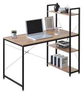 Intenso Home íróasztal / számítógépasztal polcokkal 100x52cm | Masszív fém váz, fekete - Sonoma tölgy szín