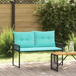 VidaXL Kerti pad Fekete és Türkiz 118 x 55 x 82 cm PE rattan és szövet